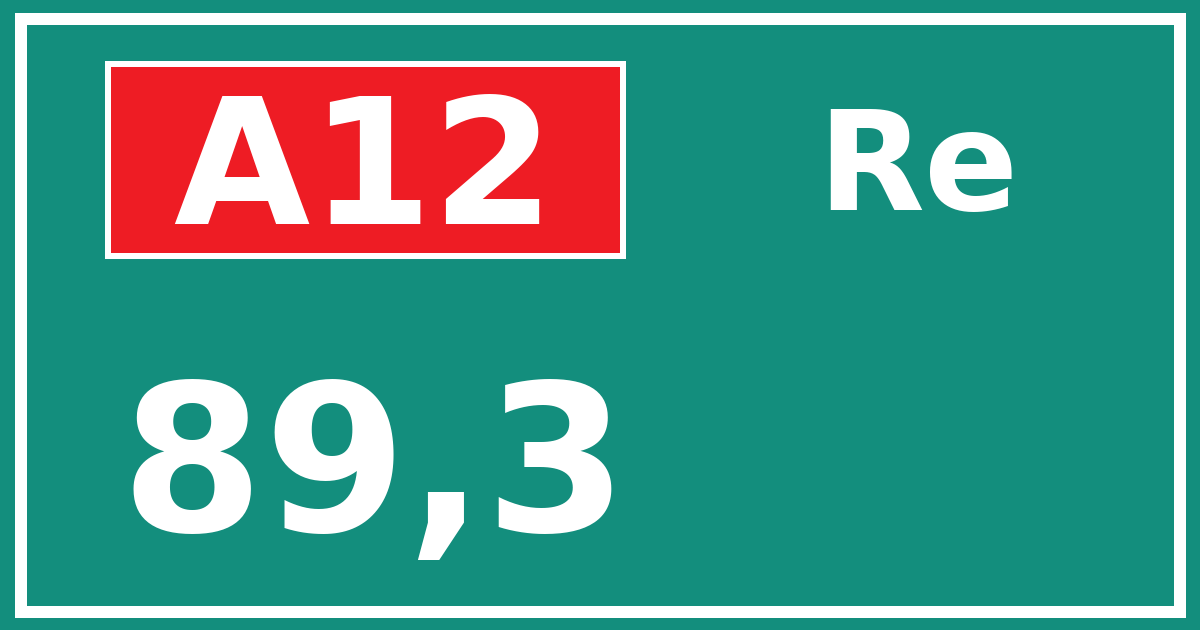 Hectometerbord A12 89,3 zijde Re