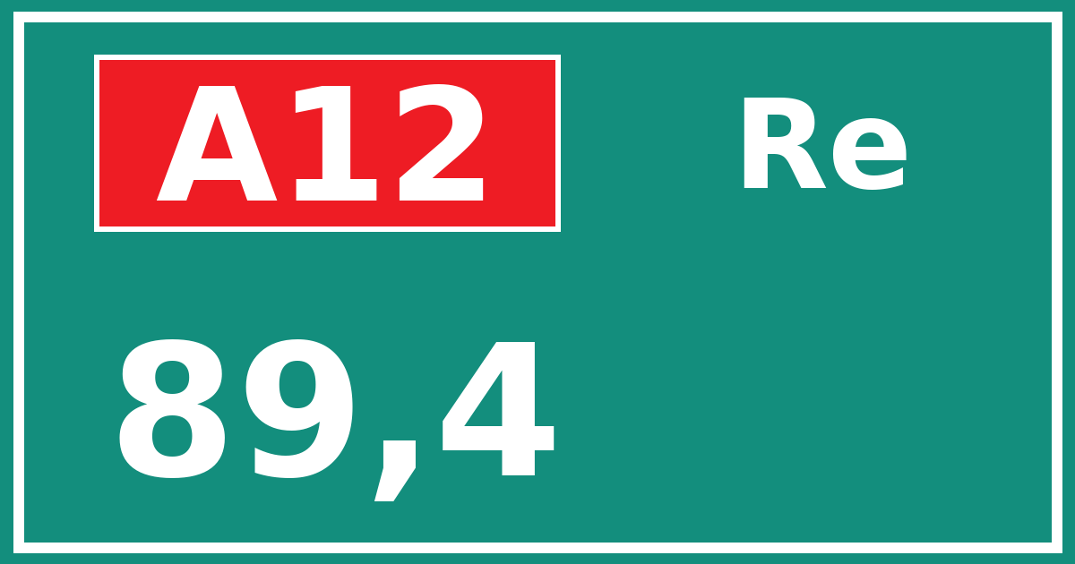 Hectometerbord A12 89,4 zijde Re