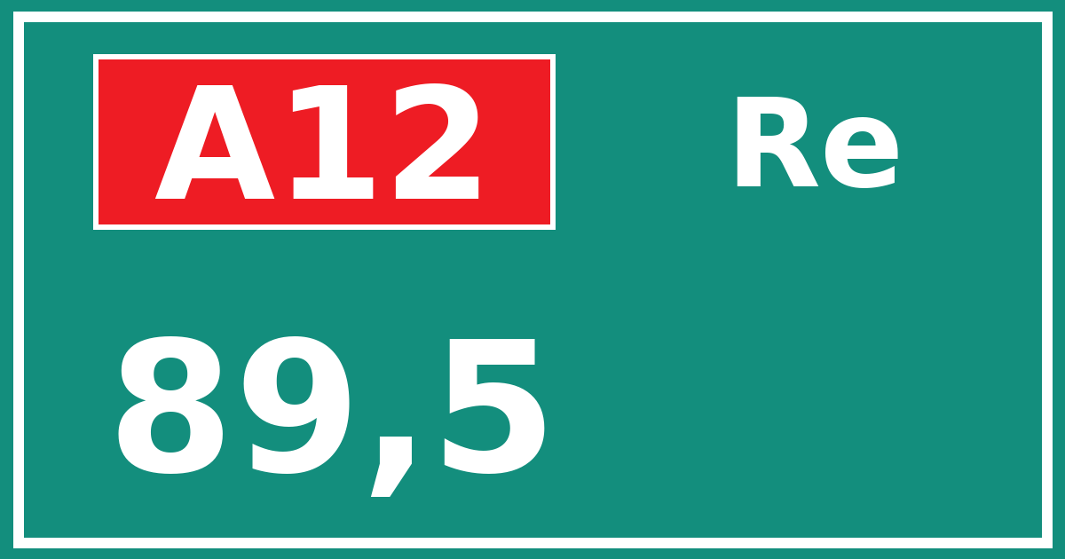 Hectometerbord A12 89,5 zijde Re