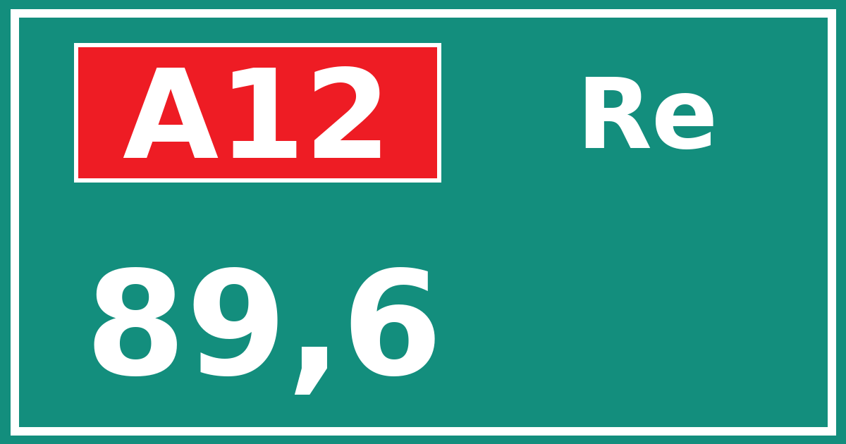 Hectometerbord A12 89,6 zijde Re