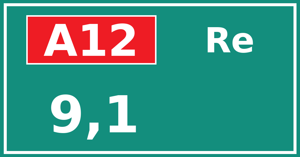 Hectometerbord A12 9,1 zijde Re