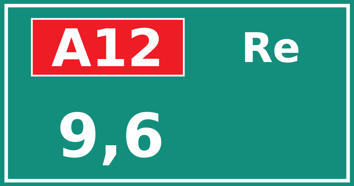 Hectometerbord A12 9,6 zijde Re