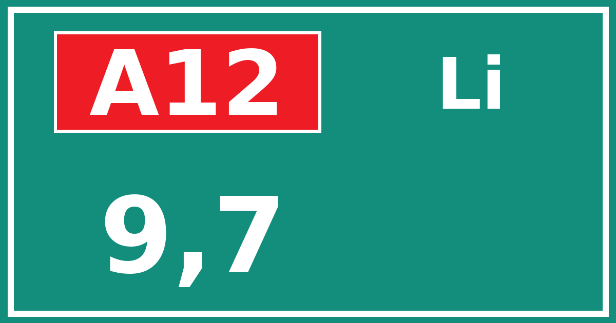 Hectometerbord A12 9,7 zijde Li