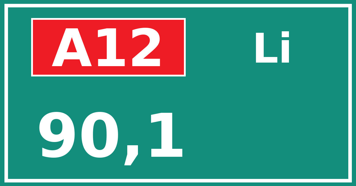 Hectometerbord A12 90,1 zijde Li