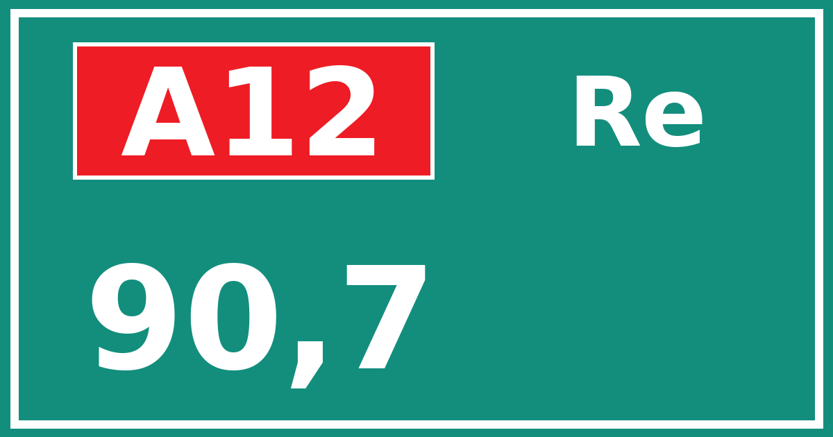 Hectometerbord A12 90,7 zijde Re