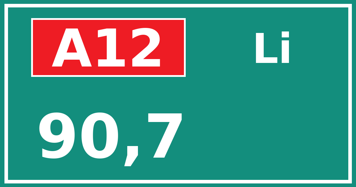 Hectometerbord A12 90,7 zijde Li