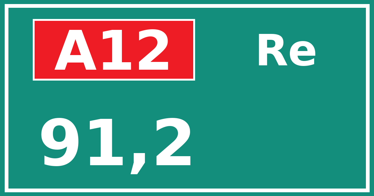 Hectometerbord A12 91,2 zijde Re