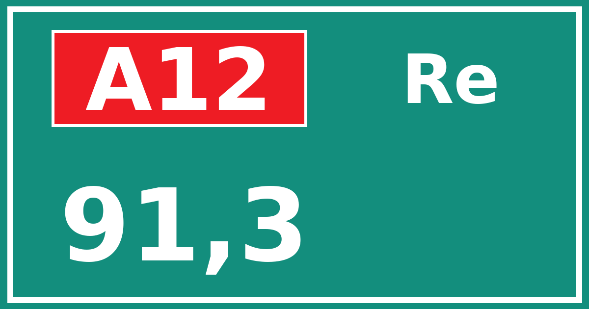 Hectometerbord A12 91,3 zijde Re