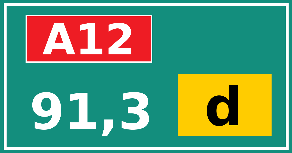 Hectometerbord A12 91,3 letter d