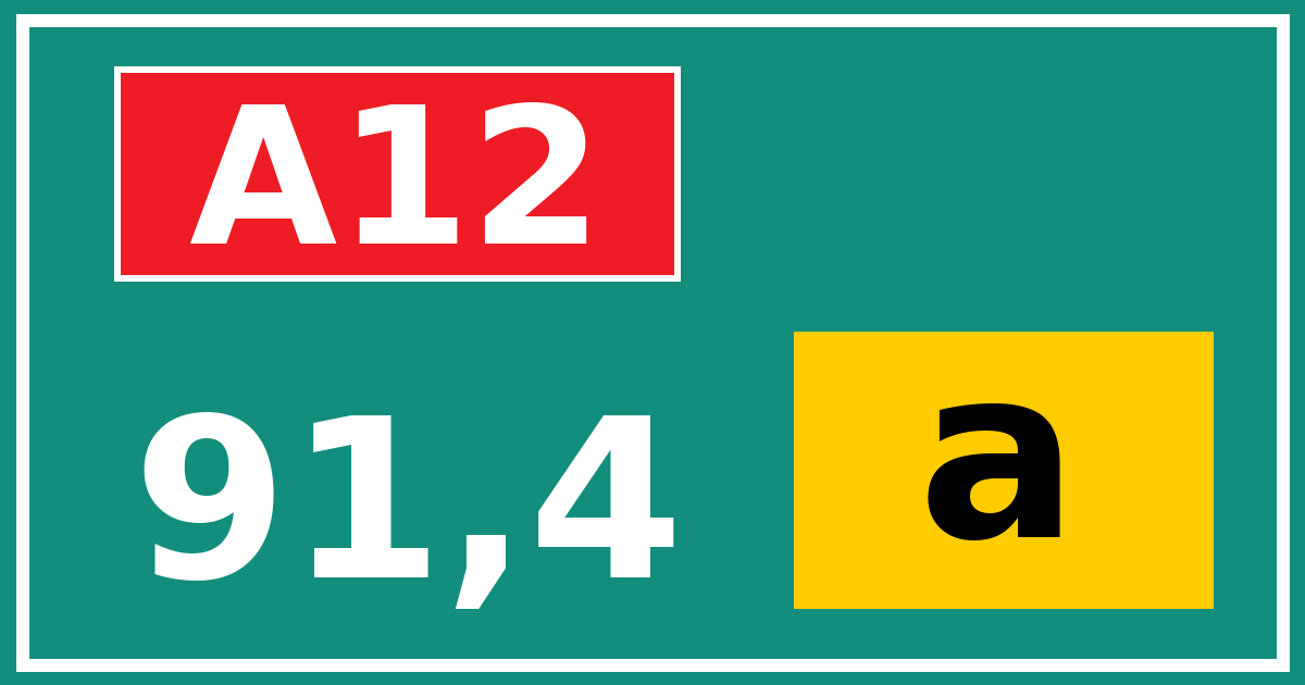 Hectometerbord A12 91,4 letter a
