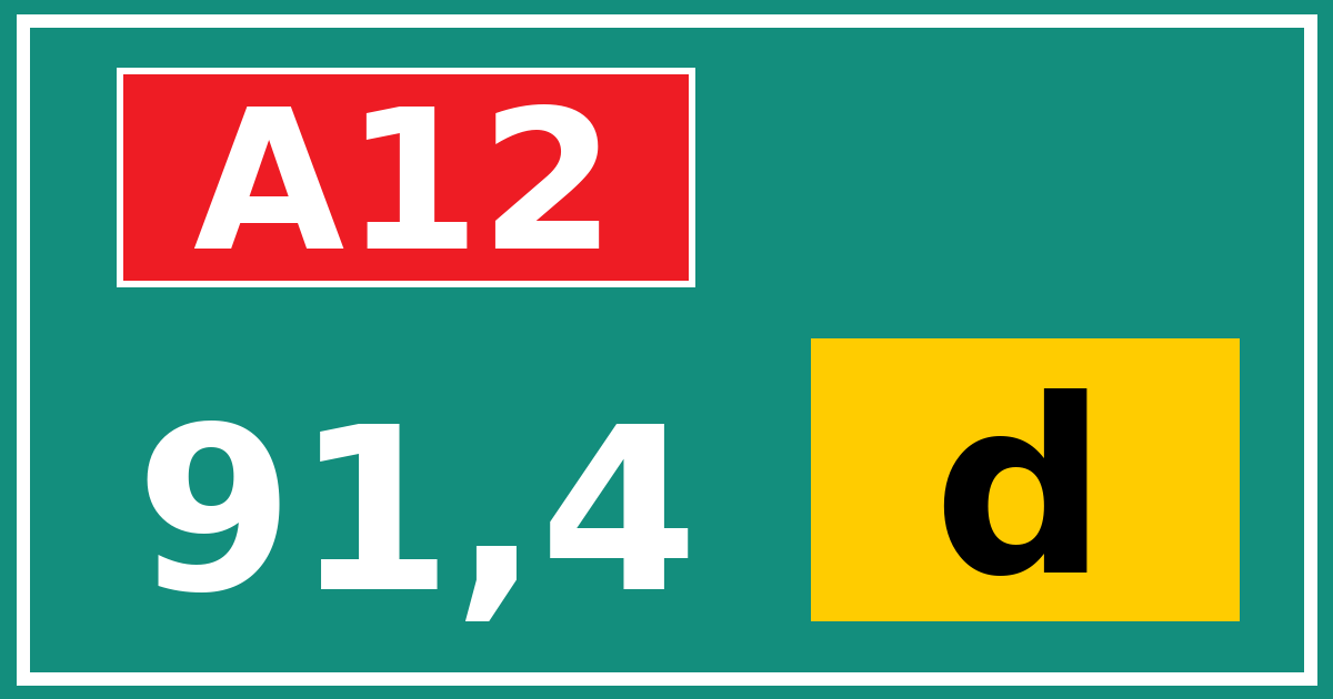 Hectometerbord A12 91,4 letter d