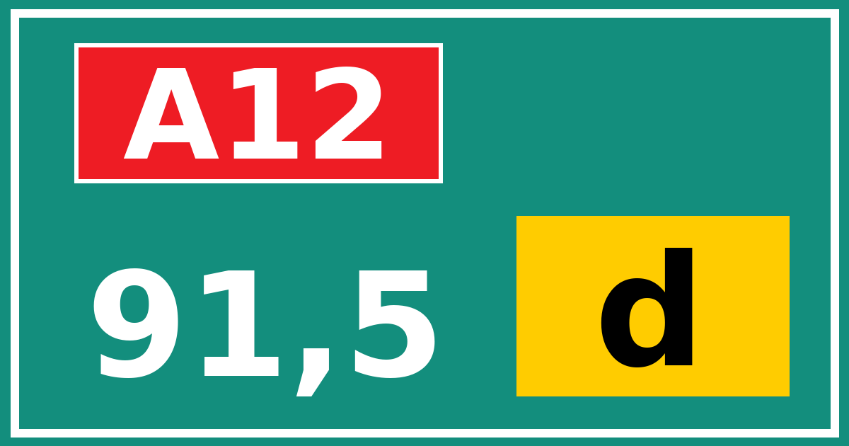 Hectometerbord A12 91,5 letter d