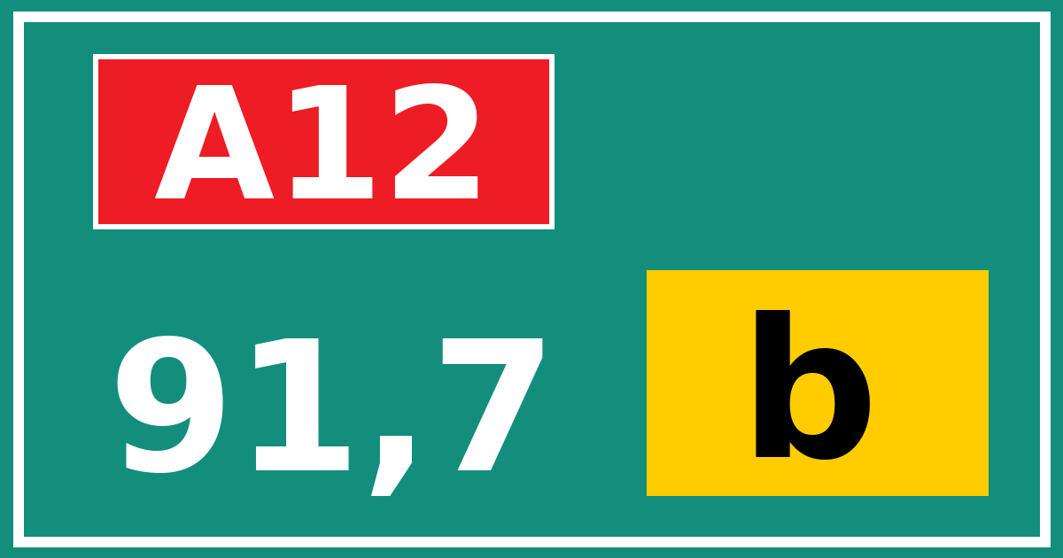 Hectometerbord A12 91,7 letter b