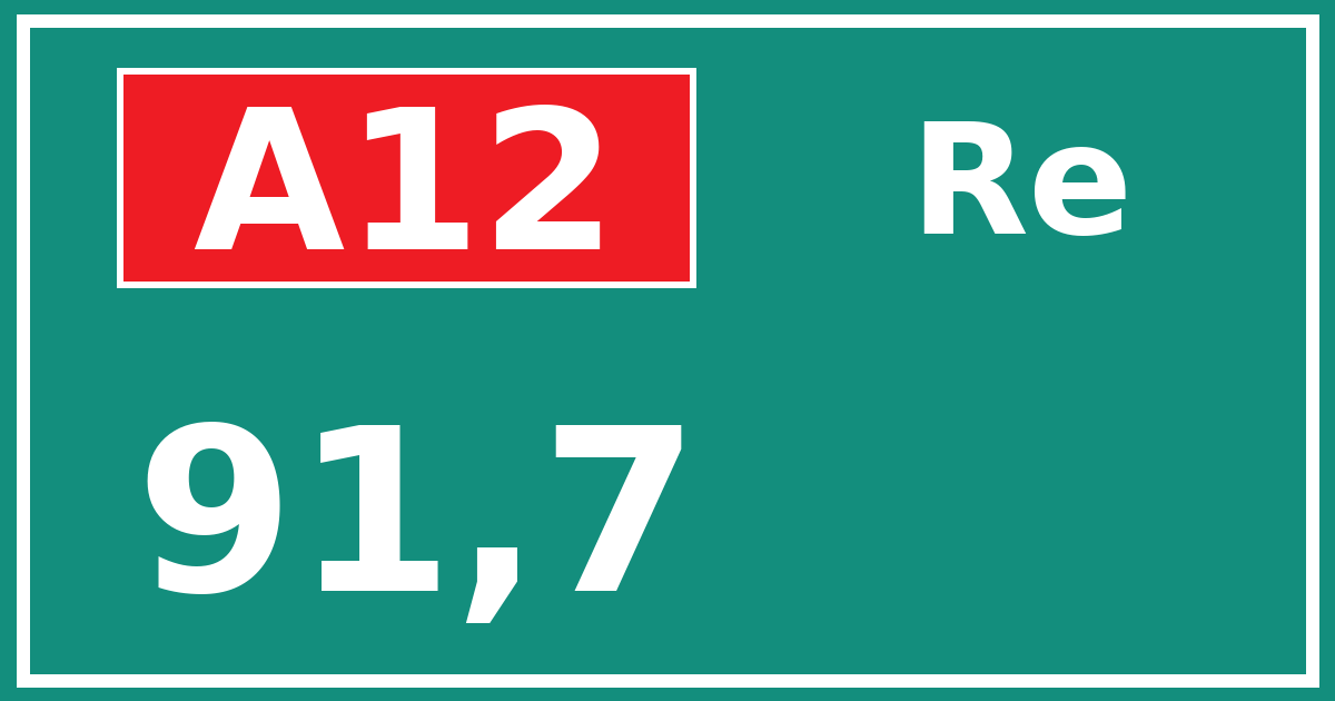 Hectometerbord A12 91,7 zijde Re