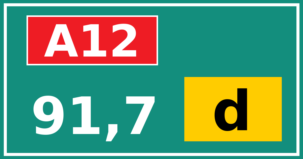 Hectometerbord A12 91,7 letter d