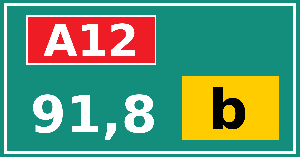 Hectometerbord A12 91,8 letter b