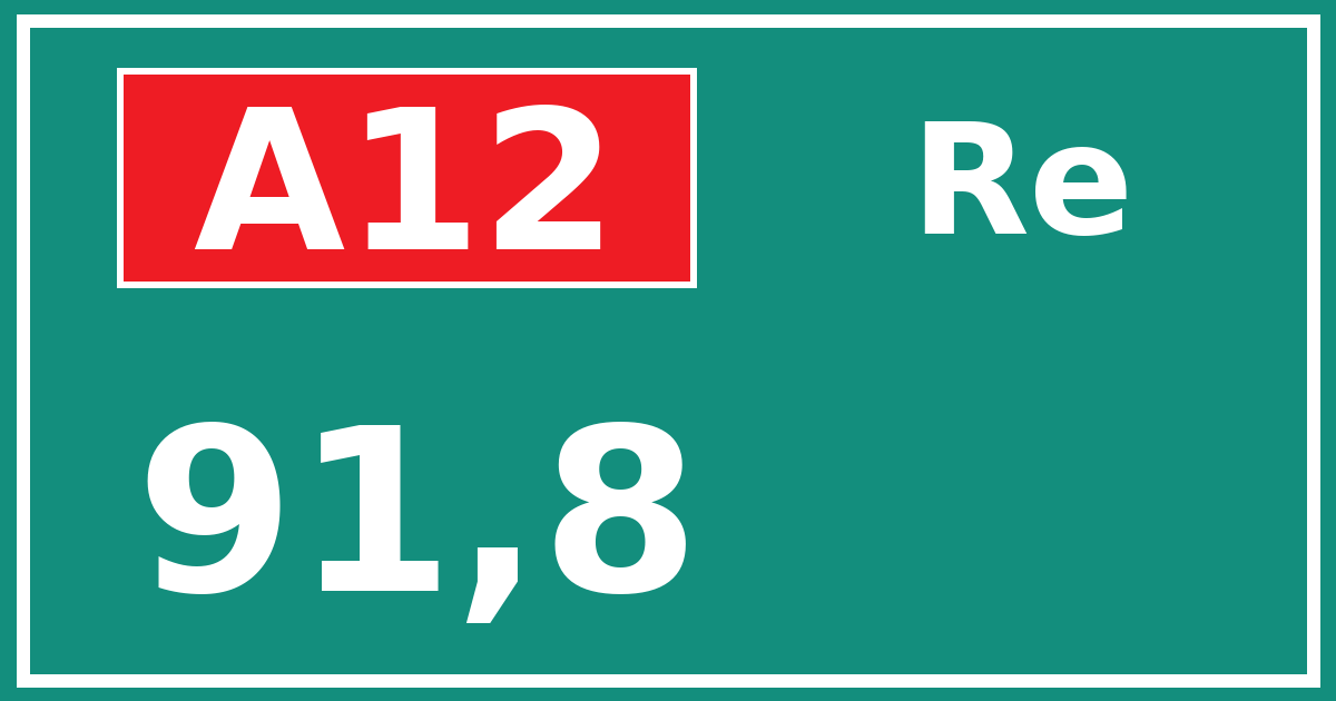 Hectometerbord A12 91,8 zijde Re