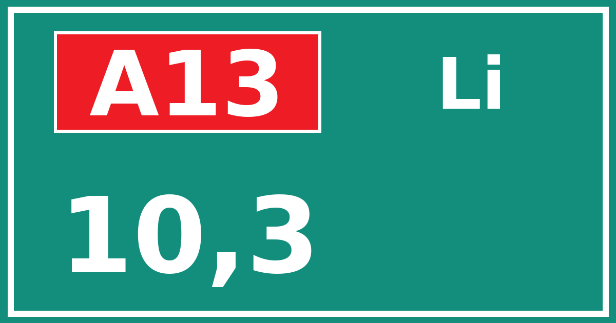 Hectometerbord A13 10,3 zijde Li