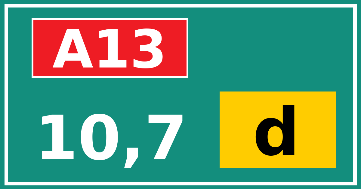 Hectometerbord A13 10,7 letter d