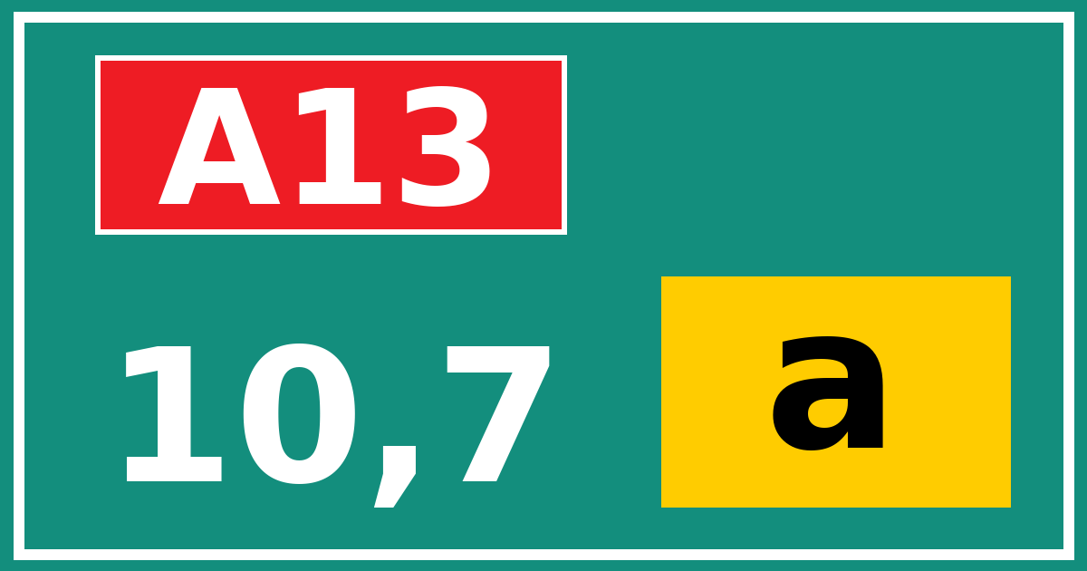 Hectometerbord A13 10,7 letter a