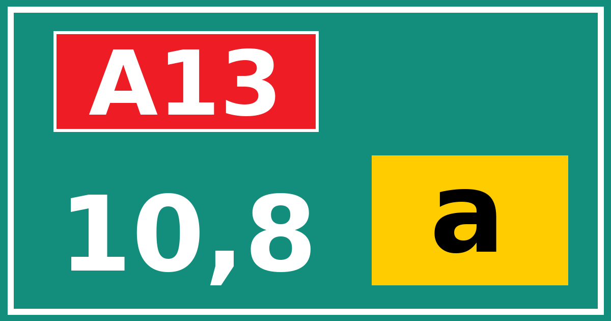Hectometerbord A13 10,8 letter a