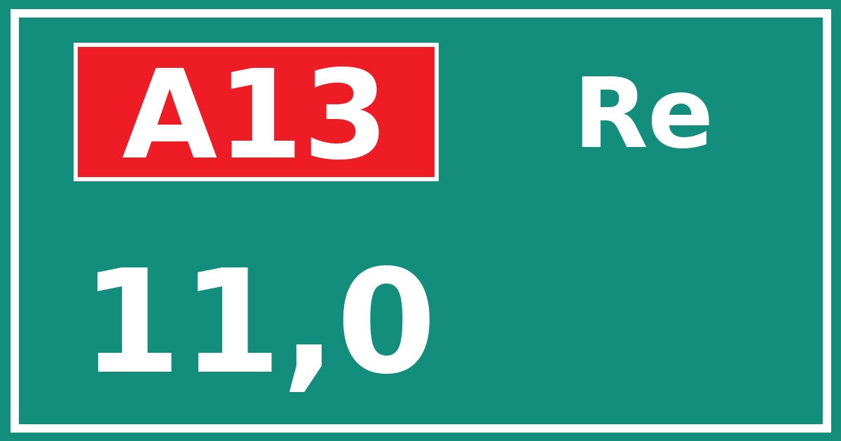 Hectometerbord A13 11,0 zijde Re