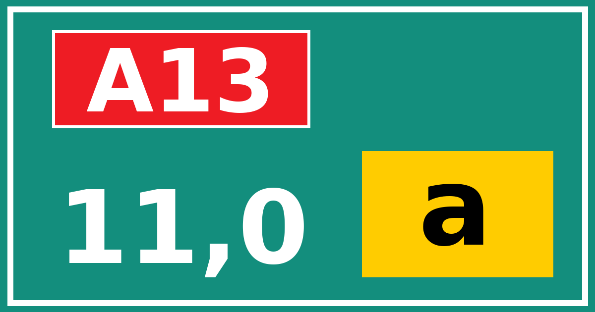 Hectometerbord A13 11,0 letter a