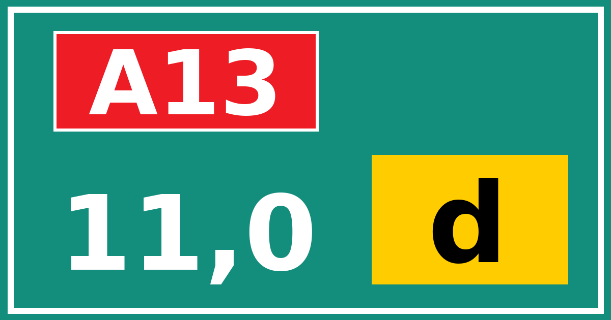 Hectometerbord A13 11,0 letter d