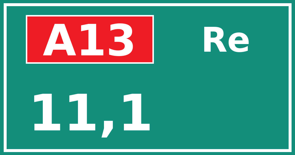Hectometerbord A13 11,1 zijde Re