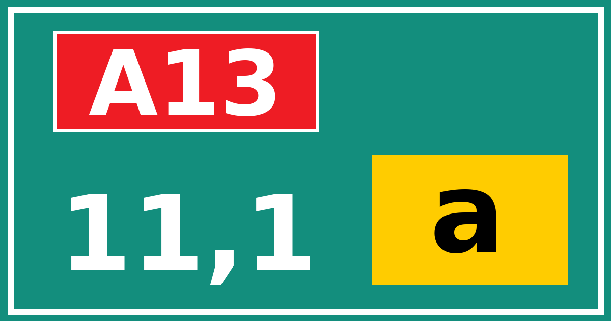 Hectometerbord A13 11,1 letter a