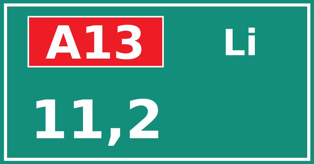 Hectometerbord A13 11,2 zijde Li