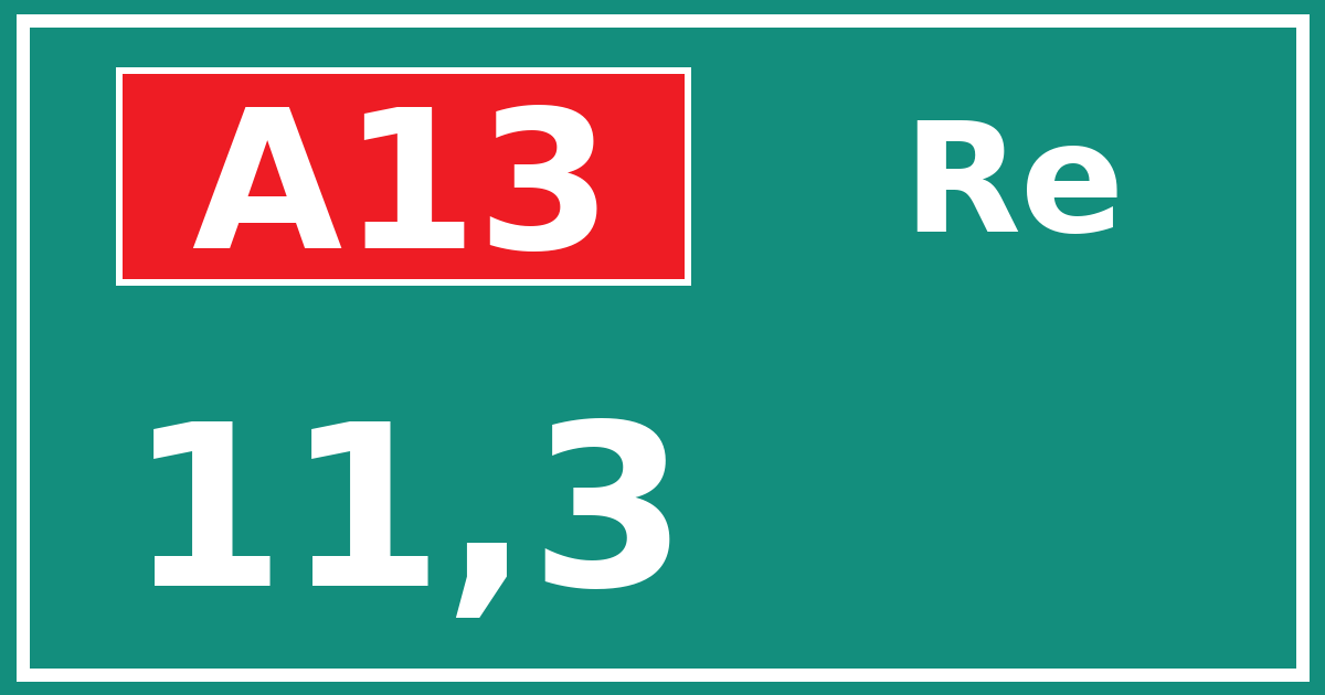 Hectometerbord A13 11,3 zijde Re