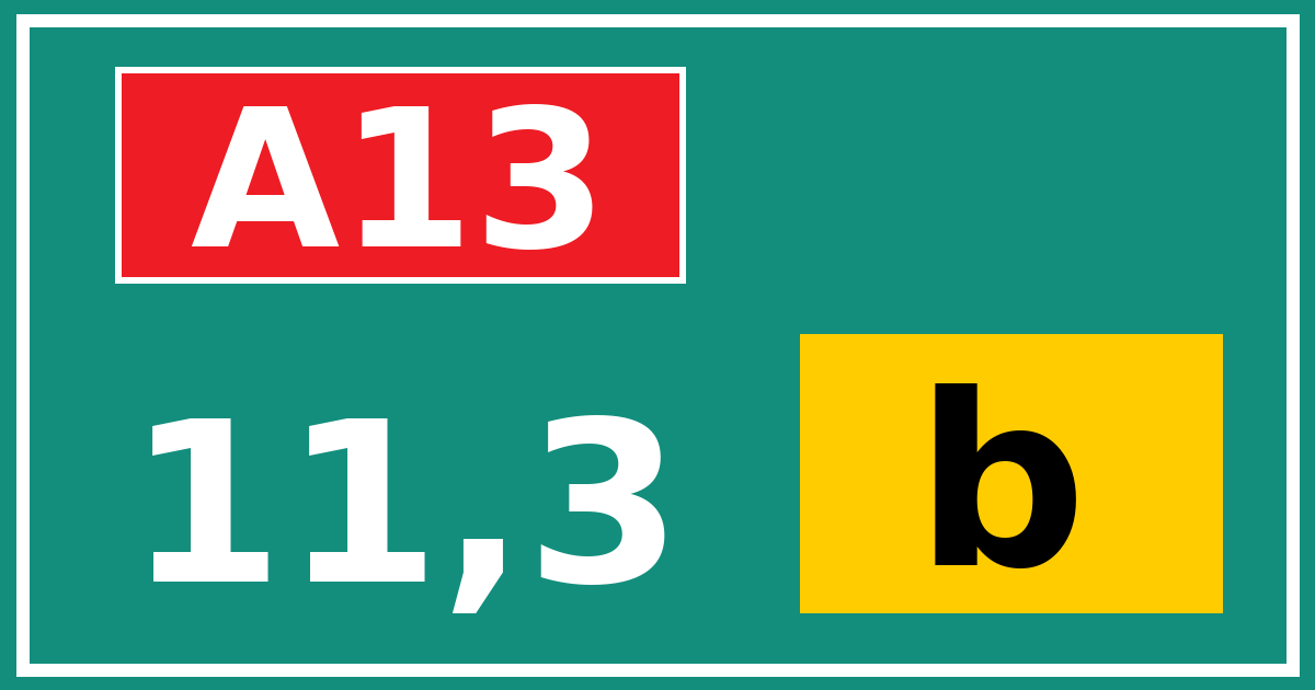 Hectometerbord A13 11,3 letter b