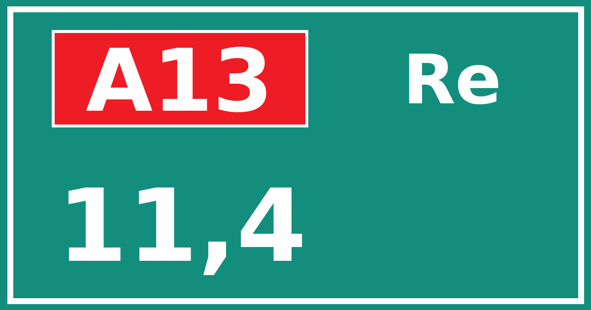 Hectometerbord A13 11,4 zijde Re