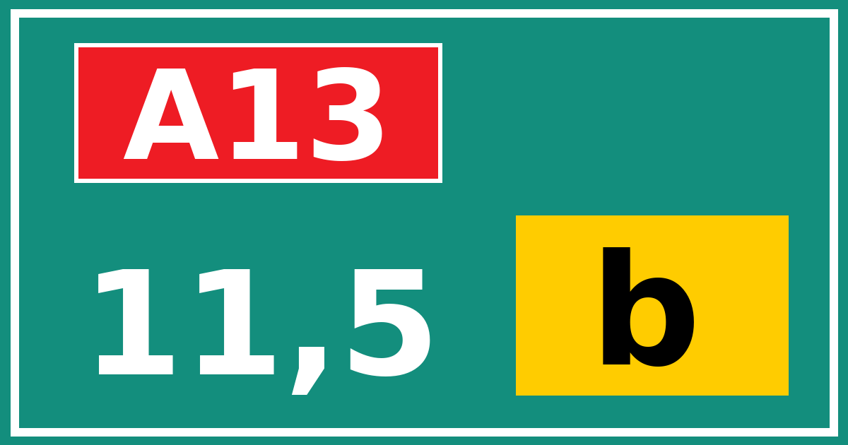 Hectometerbord A13 11,5 letter b