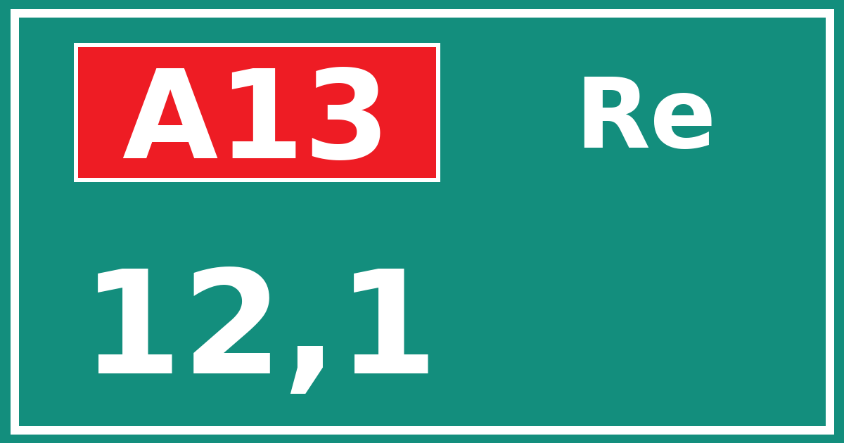 Hectometerbord A13 12,1 zijde Re
