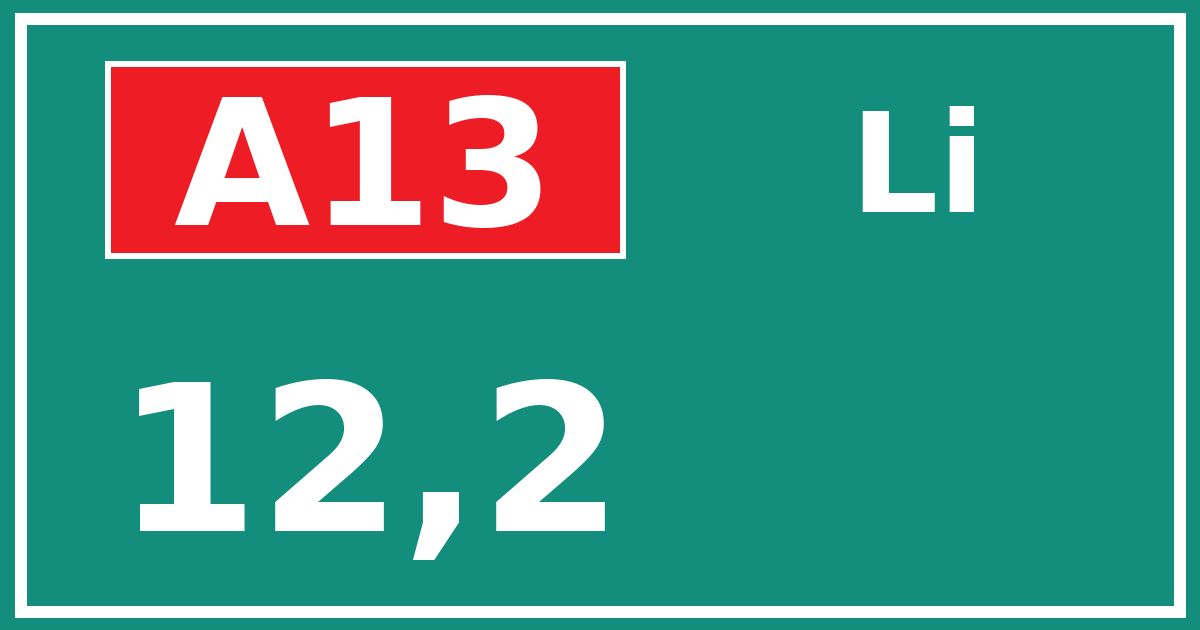 Hectometerbord A13 12,2 zijde Li