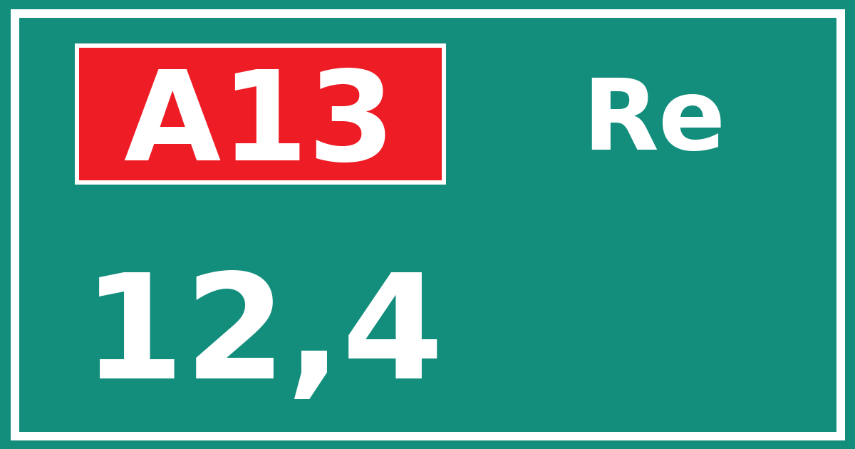 Hectometerbord A13 12,4 zijde Re