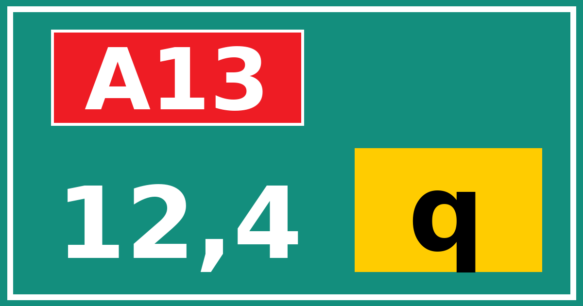 Hectometerbord A13 12,4 letter q