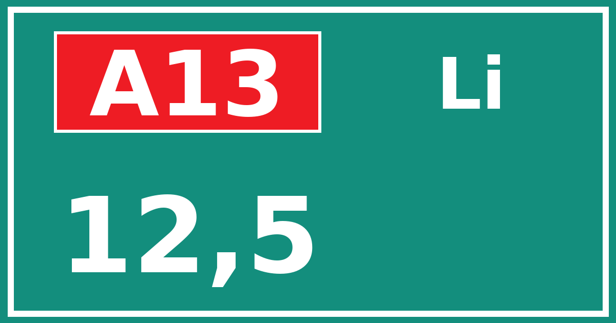 Hectometerbord A13 12,5 zijde Li