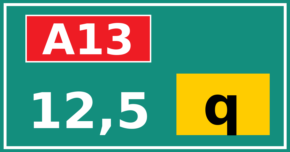 Hectometerbord A13 12,5 letter q
