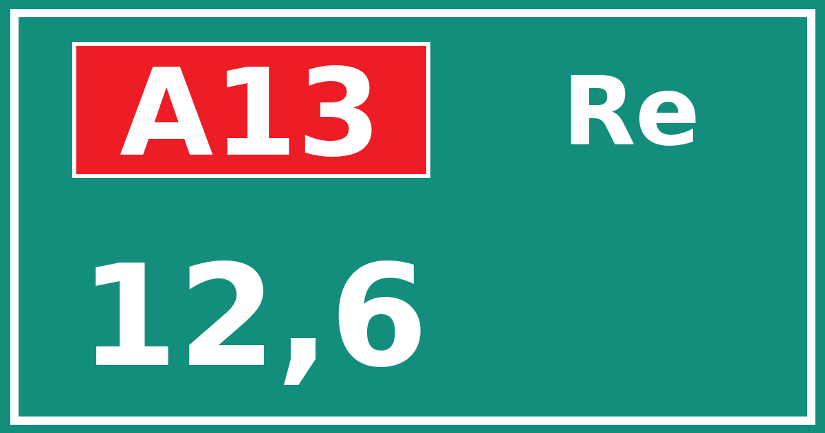 Hectometerbord A13 12,6 zijde Re