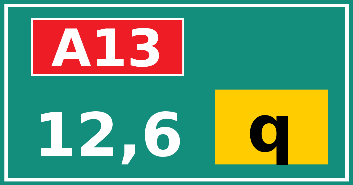 Hectometerbord A13 12,6 letter q