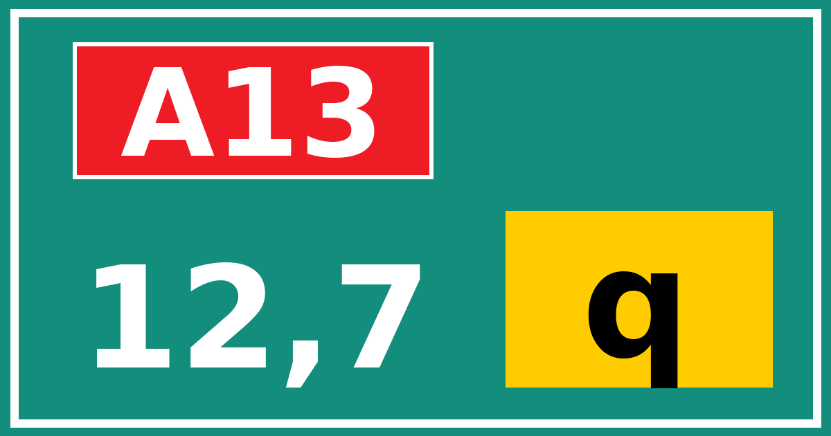 Hectometerbord A13 12,7 letter q