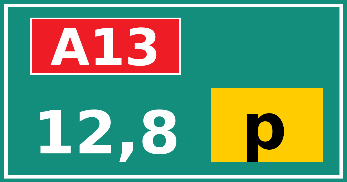 Hectometerbord A13 12,8 letter p