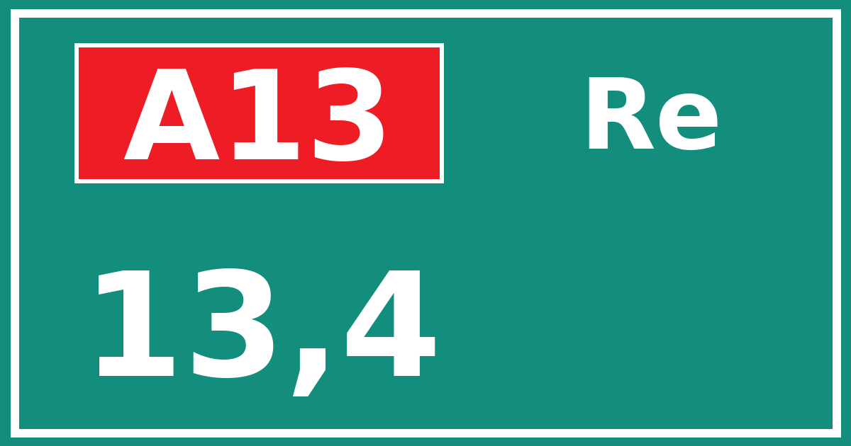 Hectometerbord A13 13,4 zijde Re