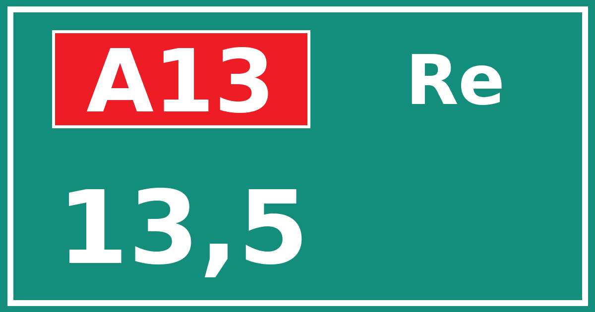 Hectometerbord A13 13,5 zijde Re