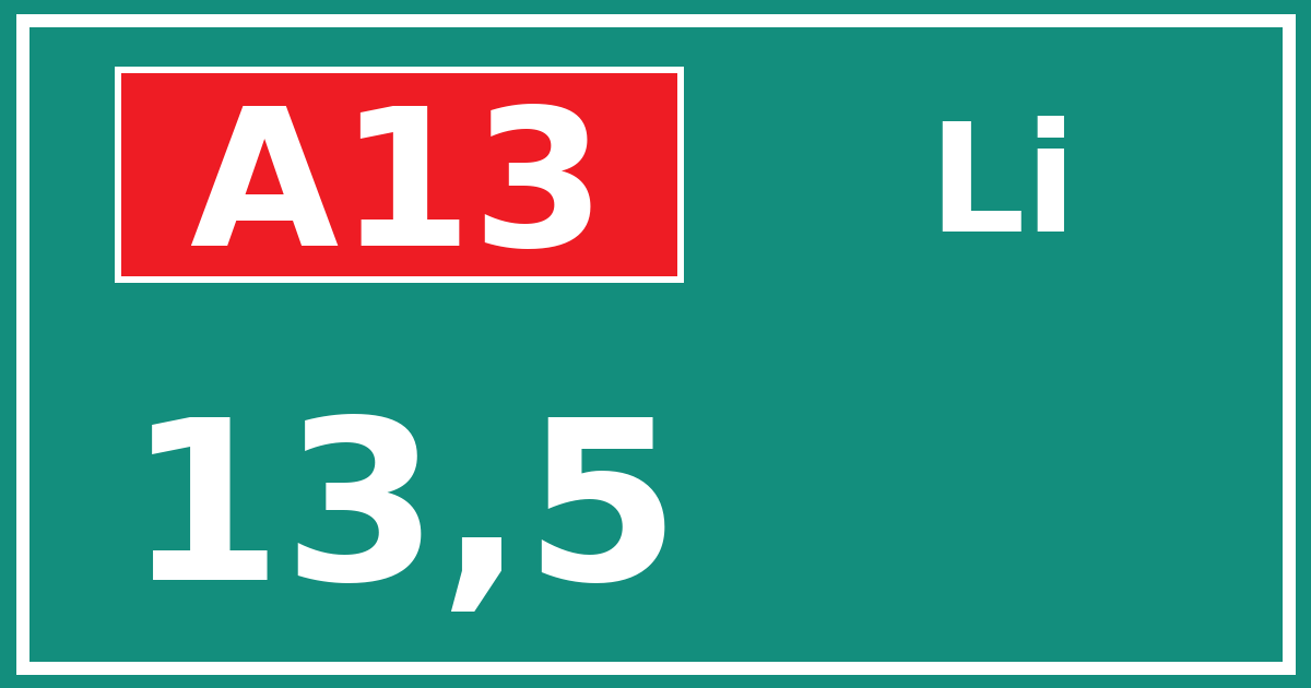 Hectometerbord A13 13,5 zijde Li