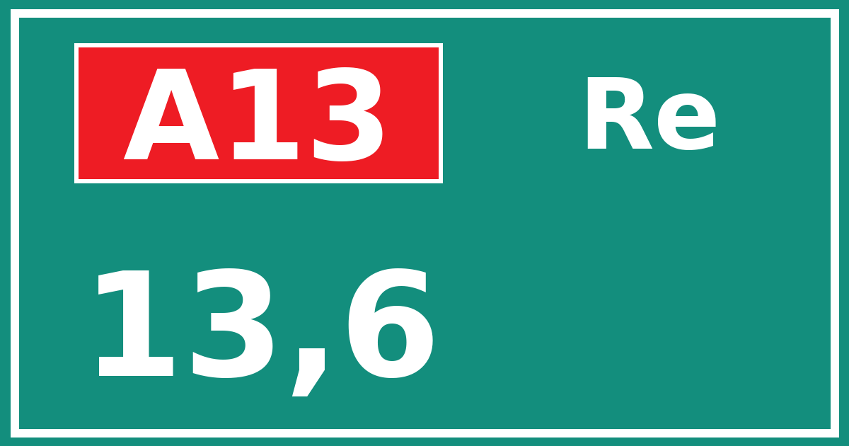 Hectometerbord A13 13,6 zijde Re