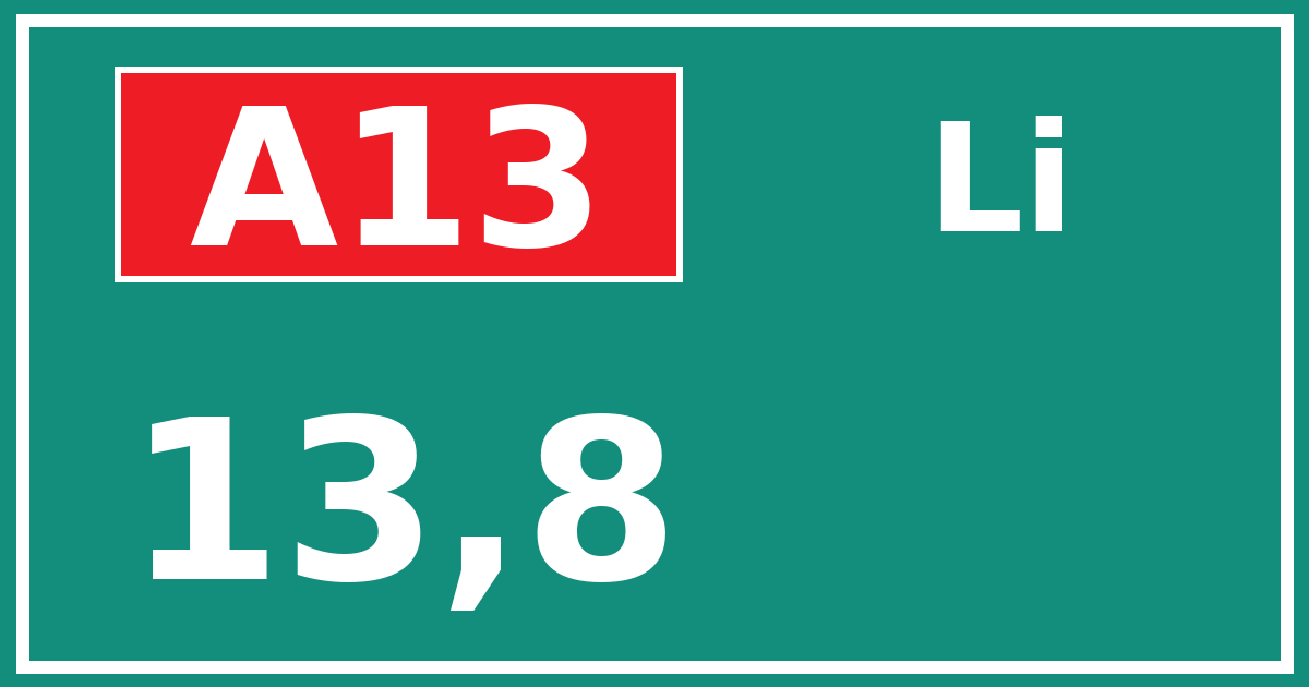 Hectometerbord A13 13,8 zijde Li